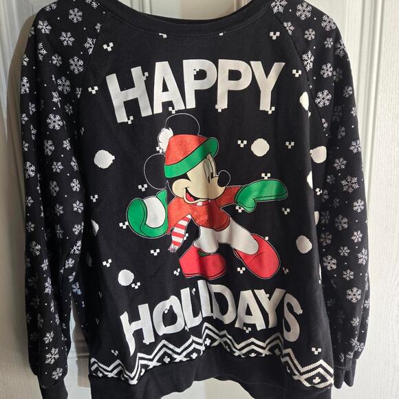 Juniors size xl disney mickey mouse Christmas sweater Crewneck Holiday - Picture 1 of 3